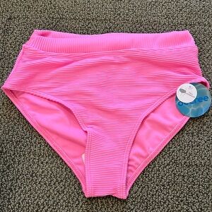 Girls pink ribbed bathing suit bottom
